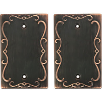 Sleeklighting | Wall Plates Decorative Regal Scrollwork Oil Rubbed Bronze | Electric Outlet And Switch Covers| Style: 1 Gang Blank (2 Pack)