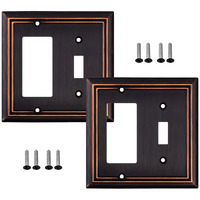 Sleeklighting Oil Rubbed Bronze Outlet Covers And Switch Plates-Decorative Wall Plate Light Switch Cover Beveled -Variety Of Styles: Decorator/Duplex/Toggle/Size:2 Gang Combo Toggle & Decorator(2Pack)