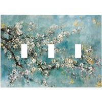 Wpshijia Abstract Flower Oil Painting 3 Gang Light Switch Covers Triple Toggle Wall Plate Decorative Switchplate Electrical Faceplate For Livingroom Bedroom Bathroom Decor