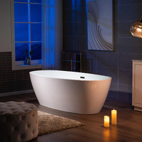 Woodbridge 71"" Acrylic Freestanding Bathtub Contemporary Soaking Tub, White Acrylic,Oil Rubbed Bronze Drain/Overflow