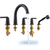 Roman Tub Faucet Set With Hand Shower, Kruzoo Bathtub Faucet Set Trim Kit With Rough-In Valve, Deck Mount Widespread 5 Hole Brass Tub Filler, Kz-9609Orb, Oil Rubbed Bronze