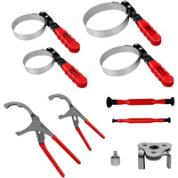 Wett Swivel Oil Filter Wrench Set, 9-Piece Standard Oil Filter Removal Tool, With Adjustable Oil Filter Plier And Valve Lapper, Stainless Steel Remover Pliers (2-3/4"" To 5-1/4"")