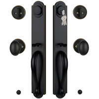Hisafe Double Door Handle Set For Front Door, Oil Rubbed Bronze Keyed&Dummy Exterior Door Lockset With Deadbolt, Reversible For Right&Left Handed
