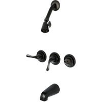 Kingston Brass Kb2235Yl Yosemite Three Handle Tub Shower Faucet, Oil Rubbed Bronze, 3-1/8 Inch Diameter Escutcheon, Oil Rubbed Bronze