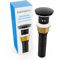 Bchlein Bathroom Sink Drain With Overflow - Sink Stopper With Pop Up Function - Oil Rubbed Bronze Pop Up Bathroom Sink Drain Incl. 3 Extra Seals And Installation Manual - German Brand
