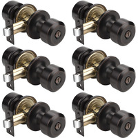 Knobwell Oil Rubbed Bronze Interior Door Knobs For Bedroom Bathroom, Keyless Privacy Door Knob, Stainless Steel Door Handle, Cylindrical Shape, 6 Pack