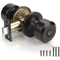 Knobwell Oil Rubbed Bronze Interior Door Knobs For Bedroom Bathroom, Keyless Indoor Privacy Door Knob, Stainless Steel Door Knobset, Cylindrical Shape, 1 Pack