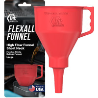 Tec Products Flexall Short Neck Funnel - Flexible Funnel W/Hose For Automotive Use - Durable Nitrile Rubber - Car Oil Change, Transmission Fluid, Diesel, Gas - Usa Made - Large (10.07 X 5.73 Inches)
