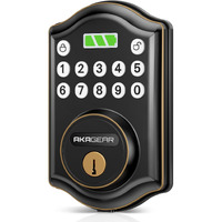 Akagear Keyless Entry Door Lock With Keypad - Smart Deadbolt For Front Door With 2 Keys - Auto Lock - Easy Installation - Ds10 Mini (Oil Rubbed Bronze)