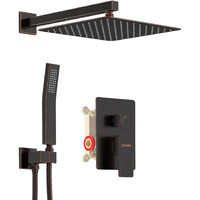 Kojox Oil Rubbed Bronze Shower System With High Pressure 10 Inch Rainfall Shower Head, Handheld Shower Head And Shower Faucet Trim Valve, Bathroom Luxury Rain Mixer Shower Set Wall Mounted