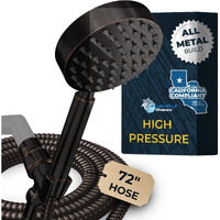 Hammerhead Showers All Metal Low Flow Handheld Shower Head With Hose And Brass Holder - Oil Rubbed Bronze - Water Saving 1.75 Gpm Detachable Shower Head - Adjustable Shower Wand Bracket & 6Ft Hose