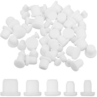 50 Pcs 5 Sizes Silicone Hole Plug White Rubber Plugs For Round Holes Waterproof Button Hole End Covers Soft Flexible Stopper Fit For 4-9.5Mm Inner Diameter Hole Bottles Pipes Flower Pots