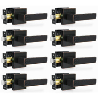 Razcc Privacy Door Levers, 8 Pack Oil Rubbed Bronze Door Handles Interior Heavy Duty Bed And Bath Keyless Door Locksets, Reversible For Left Right Handed Doors