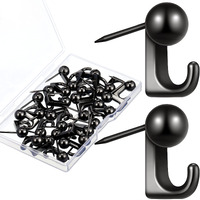 Jetec 30 Pieces Metal Push Pin Hangers Pin Wall Hooks Picture Hanging Picture Nails Frame Oil Painting Hooks On Wooden Or Fabric Wall For Home Or Office(Black)