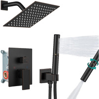Aolemi Shower System With Rainfall Shower Head And Handheld Wall Mount,High Pressure Shower Faucet Set Fixture Combo With 2 In 1 Handheld Spray Rough-In Valve,8 Inch Shower Head Oil Rubbed Bronze