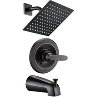Replacement 8"" Rain Shower Faucet Tub Trim Kit For Delta 13/14 Series, High Pressure Square Rain Shower Head& Handle, Oil Rubbed Bronze (Valve& Catridge Not Inclued)