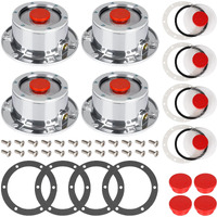 Cheemuii 4 Pack 343-4009 Trailer Hub Caps With Oil Window Cover Kit 4 Set 3434009 Aluminum Hubcaps For Trailer Axle With Extra Rubber Plugs Replace For Stemco 343-4009 359-5990