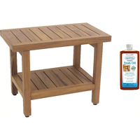 Aquateak The Original 24"" Spa Teak Shower Bench With Shelf (Bench + Teak Oil)