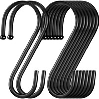 Esfun 24 Pack S Hook, 3.5 Inch Heavy Duty S Hooks For Hanging Plant, Closet Rod Hooks For Jeans Bags, Black Metal S Shaped Hook For Plant Basket, Pots Pans Wire Shelf Rack, Utensils, Towels