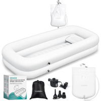 Medical Inflatable Bathtub,Shower Bath Basin Kit, Pvc Portable Bathtub With Electric Air Pump,Portable Bathtub Wash Full Body In Bed Bath,For Elderly (White)