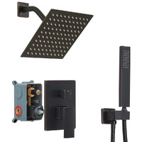 Jinggang Oil Rubbed Bronze Shower System 8 Inch Bathroom Rain Mixer Shower Combo Set Wall Mounted Rainfall Shower Head And Handheld System Shower Faucet Set Rough-In Valve Body And Trim Included