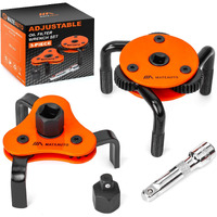 Mateauto Universal 3-Jaw Oil Filter Wrench Set, Adjustable 2-Way Operation, Heavy-Duty Oil Filter Removal Tool, High Torque For Auto, Trucks, Fits 2-1/2"" To 5-1/2"" Diameter, 1/2"" Or 3/8"" Drive
