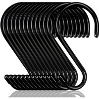 Dreecy 16 Pack S Hook For Hanging Plants, 6 Inch Large Heavy Duty S Hooks For Closet, 7 Mm Thick Metal Black Rubber Coated S Shaped Hooks For Hanging Jeans Bags Cups Pot Jewelry Garden Tools