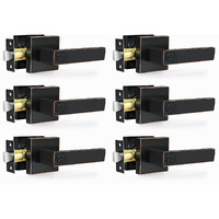 Razcc Privacy Door Levers, 6 Pack Oil Rubbed Bronze Door Handles Interior Heavy Duty Bed And Bath Keyless Door Locksets, Reversible For Left Right Handed Doors
