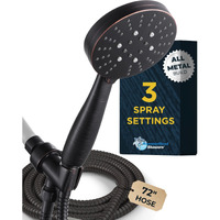 Hammerhead Showers All Metal 3-Spray Handheld Shower Head With Long Hose And Holder - Oil Rubbed Bronze - 2.5 Gpm High Pressure Shower Head With Handheld Sprayer - Wide, Massage, And Mist Sprays