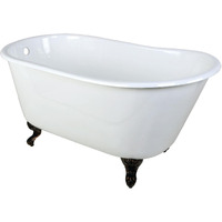 Kingston Brass Aqua Eden Vctnd5328Nt5 Cast Iron Slipper Clawfoot Bathtub With Oil Rubbed Bronze Feet Without Faucet Drillings, 53-Inch, White