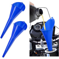 Dxnq 2 Pcs Oil Funnel, Automotive Multi-Function Plastic Fuel Funnel With Long Neck, Universal Engine Oil Funnel For Filling Oils Gas Lubricants And Fluids, Car Accessories (Blue)