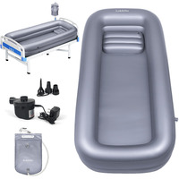 Medical Inflatable Bathtub,Shower Bath Basin Kit, Pvc Portable Bathtub With Electric Air Pump,Portable Bathtub Wash Full Body In Bed Bath,For Elderly (Silvery)