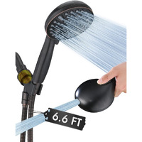 High Pressure 10 Setting Handheld Shower Head, 5"" Detachable Showerhead Spray Built-In Power Wash To Clean Tub, Tile & Pets, 79"" Extra Long Stainless Steel Hose, Adjustable Bracket - Oil Rubbed Bronze