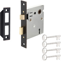 Old Mortise Lock Replacement Parts, Vintage Style Indoor Mortise Lock Assembly Kit With Antique Skeleton Keys And Reversible Latch Bolt, Mortise Lock Set Interior Door Oil Rubbed Bronze Plated Finish