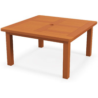 Tangkula Patio Coffee Table With Umbrella Hole, 35.5 Inches Outdoor Solid Square Wood Side Table With Slatted Tabletop & Teak Oil Finish, For Yard, Balcony, Deck