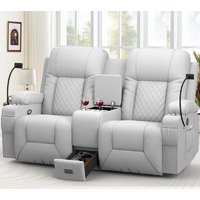 Yonisee Large Loveseat Recliner, Loveseat Recliner Sofa With Storage Console, Recliner Chair With Usb Ports, 2 Cell Phone Holders, Cup Holder, Loveseat Couch For Living Room (Light Gray)