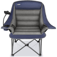 Camping Chairs For Adults-Oversized Extra Large Lawn Chair,Folding Comfy Padded Chair W/Phone Holder,Side Pocket,Cup Holder For Outdoor,Wide&Thick,Heavy Duty 400Lbs,Blue