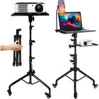 Prozipy Laptop & Projector Tripod Stand Adjustable Height 26 To 51    Wheely Portable Laptop Stand With Gooseneck Phone Holder - For Movie, Meeting, Book, Dj Equiqment