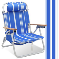 Sekey Aluminum Beach Chair For Adults With 5-Position Classic Lay Flat, Lightweight Folding Backpack Beach Chair With 2 Cooler Bag, Towel Bar, Cup Holder & Phone Holder For Outdoor, Camping, Lawn