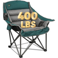 Northroad Oversized Xl Padded Camping Chair W/Cell Phone Holder, Large Camp Lounge Chair, Foldable Lawn Chair W/Cup Holder,Carry Bag For Outdoor Hiking, Beach, Picnics, Heavy-Duty 400-Lbs Capacity
