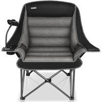 Camping Chairs For Adults-Oversized Extra Large Lawn Chair,Folding Comfy Padded Chair W/Phone Holder,Side Pocket,Cup Holder For Outdoor,Wide&Thick,Heavy Duty 400Lbs,Black