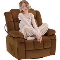 Colamy Electric Power Lift Recliner Chair For Elderly With Massage And Heat, Adjustable Phone Holder And Cup Holders, Multi-Functional Recliner For Home Theater, Light Brown