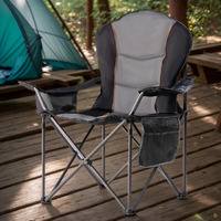 Foristrail Camping Chair Oversized Folding Outdoor Camping Chair With Cooler Bag, Cup Holder & Waterproof Phone Case, Portable For Hiking/Beach,500Lb (Black & Light Gray)