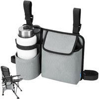Xxerciz Chair Cup Holder Phone Holder, Camping Chair Armrest Drink Holder With Easily Attached Self Adhesive Straps For Patio Recliner, Beach Chair, Foldable Camping Chair (Gray)