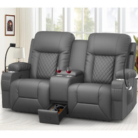 Yonisee Large Loveseat Recliner, Loveseat Recliner Sofa With Storage Console, Recliner Chair With Usb Ports, 2 Cell Phone Holders, Cup Holder, Loveseat Couch For Living Room (Dark Gray)