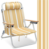 Sekey Aluminum Beach Chair For Adults With 5-Position Classic Lay Flat, Lightweight Folding Backpack Beach Chair With 2 Cooler Bag, Towel Bar, Cup Holder & Phone Holder For Outdoor, Camping, Lawn