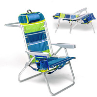 Homevative Folding Backpack Beach Chair With 5 Positions, Towel Bar, Cooler Pouch, Storage Pouch, Cup Holder And Phone Holder (Key Lime, High)