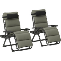 Outsunny Zero Gravity Chairs Set Of 2, Reclining Folding Zero Gravity Lounge Chair, Outdoor Lounge Chairs With Removable Cushion, Headrest, And Cup Phone Holder Tray For Patio, Beach, Gray