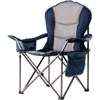 Foristrail Camping Chair Oversized Folding Outdoor Camping Chair With Cooler Bag, Cup Holder & Waterproof Phone Case, Portable For Hiking/Beach,500Lb (Blue & Light Gray)