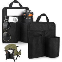 Glikceil 2 Pcs Beach Chair Cup Phone Holder Attachment Black Chair Side Organizer Armrest For Camping Pouch Storage Bag For Water Bottle Sunglasses Book Snack Outdoor Camping Patio Office